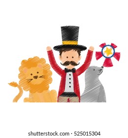 Tamer circus cartoon icon vector illustration graphic design