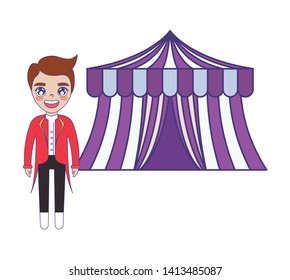 tamer male with tent circus