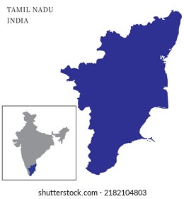 Tamil Nadu in India Map vector illustration