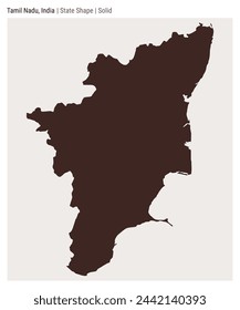 Tamil Nadu, India. Simple vector map. State shape. Solid style. Border of Tamil Nadu. Vector illustration.