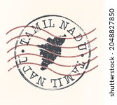 Tamil Nadu, India Stamp Map Postal. Silhouette. Passport Round Design. Vector Icon. Design Retro Travel National Symbol.