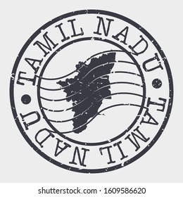Tamil Nadu India Stamp Postal. Map Silhouette Seal. Passport Round Design. Vector Icon. Design Retro Travel.