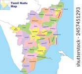 Tamil Nadu map vector illustration on white background