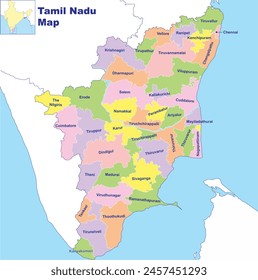 Tamil Nadu map vector illustration on white background