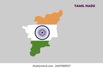 Ilustración vectorial de mapas Tamil Nadu, estados indios, apto para educación, negocios, presentaciones, impresión, uso de Web y proyectos geográficos creativos. Territorio de la unión india.