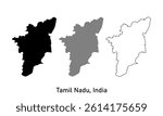 Tamil Nadu map. vector map of India provinces. Map in various style outline, black, and gray	