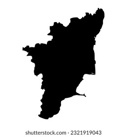 Mapa estatal de Tamil Nadu, división administrativa de la India. Ilustración vectorial.