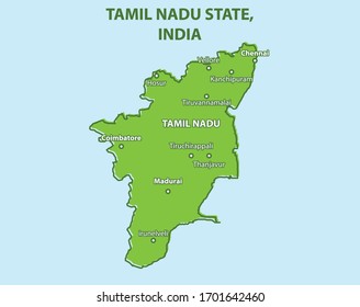 Tamil Nadu State Map India Country Stock Vector (Royalty Free ...