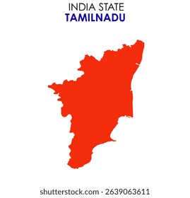 Tamil Nadu state map of India. Tamil Nadu map vector illustration. Tamil Nadu vector map on white background.
