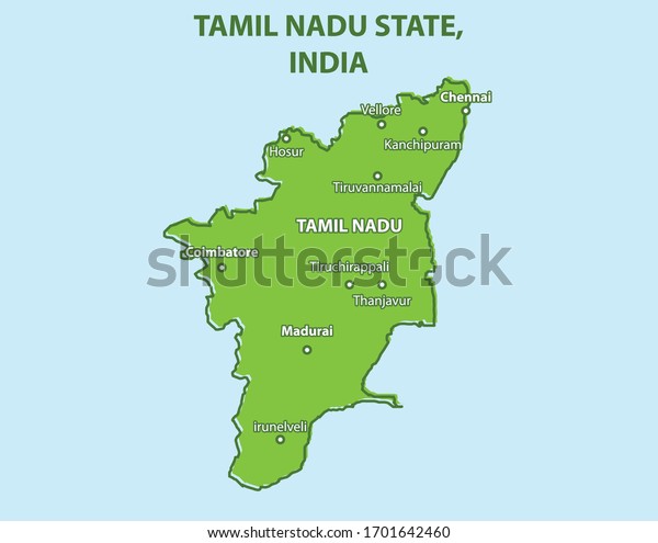 Tamil Nadu State Map Tamil Nadu State Map India Country Stock Vector (Royalty Free) 1701642460 |  Shutterstock