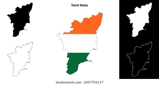 Tamil Nadu state outline map set