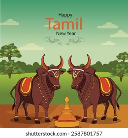 Tamil New Year Bulls Art