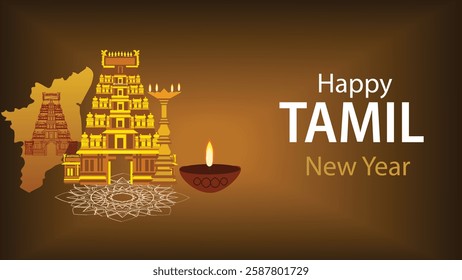 Tamil New Year Temple Lamp
