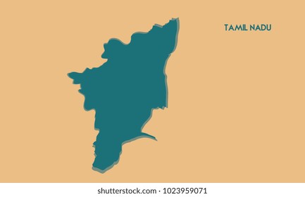 tamilnadu districts vector map silhouette illustration isolated on India map.