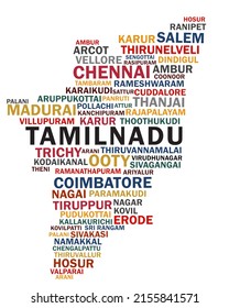 Tamilnadu Map Formed Tamilnadu Cities World Stock Vector (Royalty Free ...