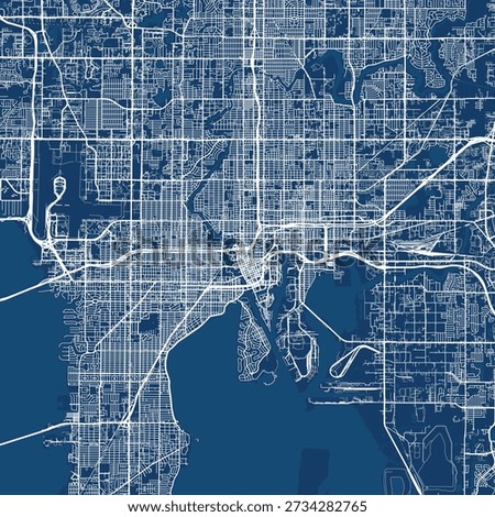 Tampa City Map immerse in the precise intricate lines of minimalist architecture highlighting refined blueprint and urban grid, emphasizing refined linework, with balanced composition.