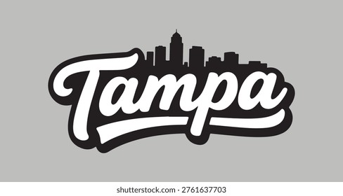 Tampa City Skyline Script Logo Vector