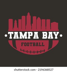 Tampa, FL, USA American Football Skyline City Silhouette Vector. Design Style Icon Symbols. Sport America Ball.