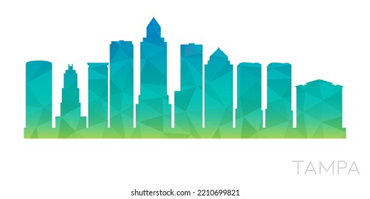 Tampa, FL, USA Low Poly Skyline Clip Art City Design. Geometric Polygon Graphic Horizon Icon. Vector Illustration Symbol.