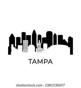 Tampa, Florida city skyline. Negative space city silhouette. Vector illustration.