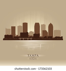 Tampa Florida City Skyline Vector Silhouette Illustration