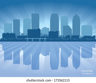 Tampa Florida City Skyline Vector Silhouette Illustration