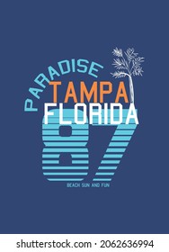 tampa florida paradise,t-shirt design fashion vector