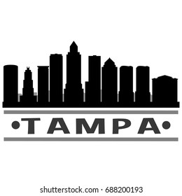 Tampa Skyline Silhouette City Vector Design Art