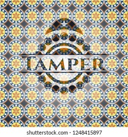 Tamper arabic badge background. Arabesque decoration.