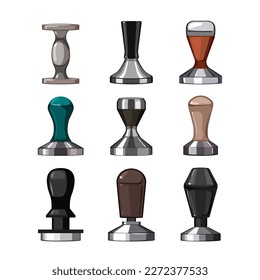 tamper coffee set cartoon. drink machine, espresso cup, barista cappuccino, maker restaurant, bean tamper coffee vector illustration