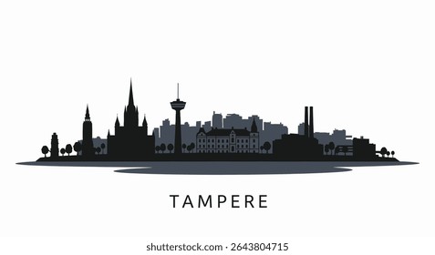 Tampere Finland Skyline Silhouette Black.