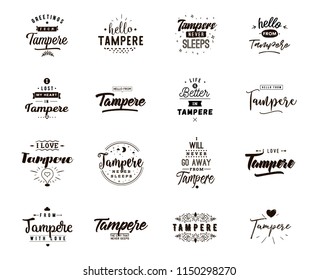 Tampere. Greeting cards, vector design. Isolated logos. Typography set.