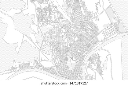 Tampico, Tamaulipas, Mexico, bright outlined vector map with bigger and minor roads and steets created for infographic backgrounds.