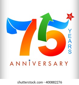 tamplate 75th anniversary years, number with arrow