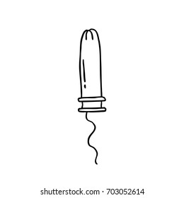 tampon with applicator doodle icon