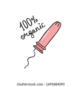 tampon with applicator doodle icon, vector illustration