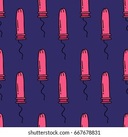 Tampon With Applicator Seamless Doodle Pattern