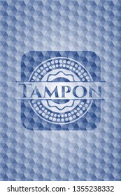 Tampon blue hexagon badge.