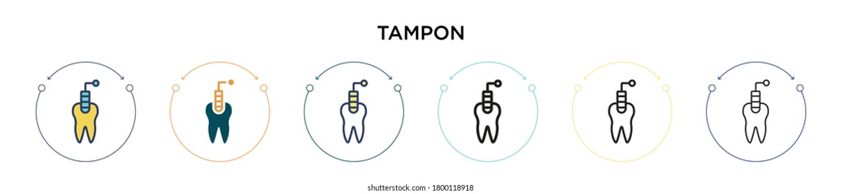 Tampon icon in filled, thin line, outline and stroke style. Vector illustration of two colored and black tampon vector icons designs can be used for mobile, ui, web