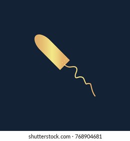 Tampon icon flat. Simple gold pictogram on dark background. Vector illustration symbol