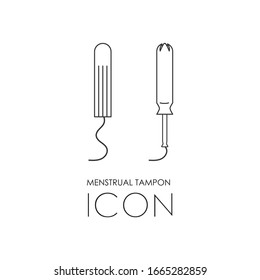 Tampon icon. Image of a tampon and an applicator for use. Hygiene and health image.