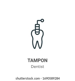 Tampon outline vector icon. Thin line black tampon icon, flat vector simple element illustration from editable dentist concept isolated stroke on white background