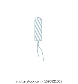 Tampon. Period. Menstrual protection. Women health. Hand drawn vector illustration on white isolated.