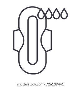 tampons,compress,menstruation vector line icon, sign, illustration on background, editable strokes
