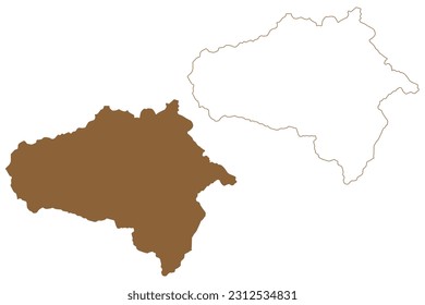 Tamsweg district (Republic of Austria or Österreich, Salzburg state) map vector illustration, scribble sketch Bezirk Tamsweg or Lungau map