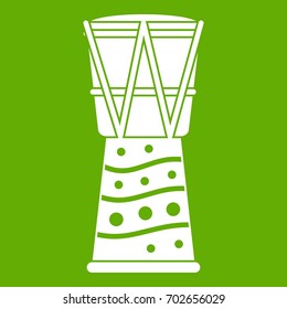 Tamtam icon white isolated on green background. Vector illustration