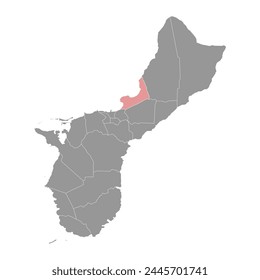 Mapa del municipio de Tamuning, división administrativa de Guam. Ilustración vectorial.
