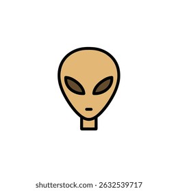 Tan alien gazes neutrally in flat isolated space minimal detail