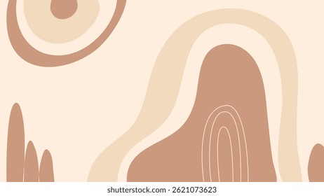 Un fondo marrón y beige con un sol y un arco iris