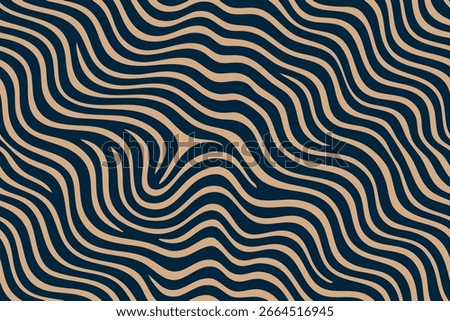 Tan and black wavy lines forming seamless optical art background pattern.